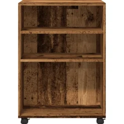 vidaXL Bijzettafel met wieltjes 55x60x78 cm bewerkt hout oud houtkleur