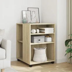 vidaXL Bijzettafel met wieltjes 55x60x78 cm hout sonoma eikenkleurig