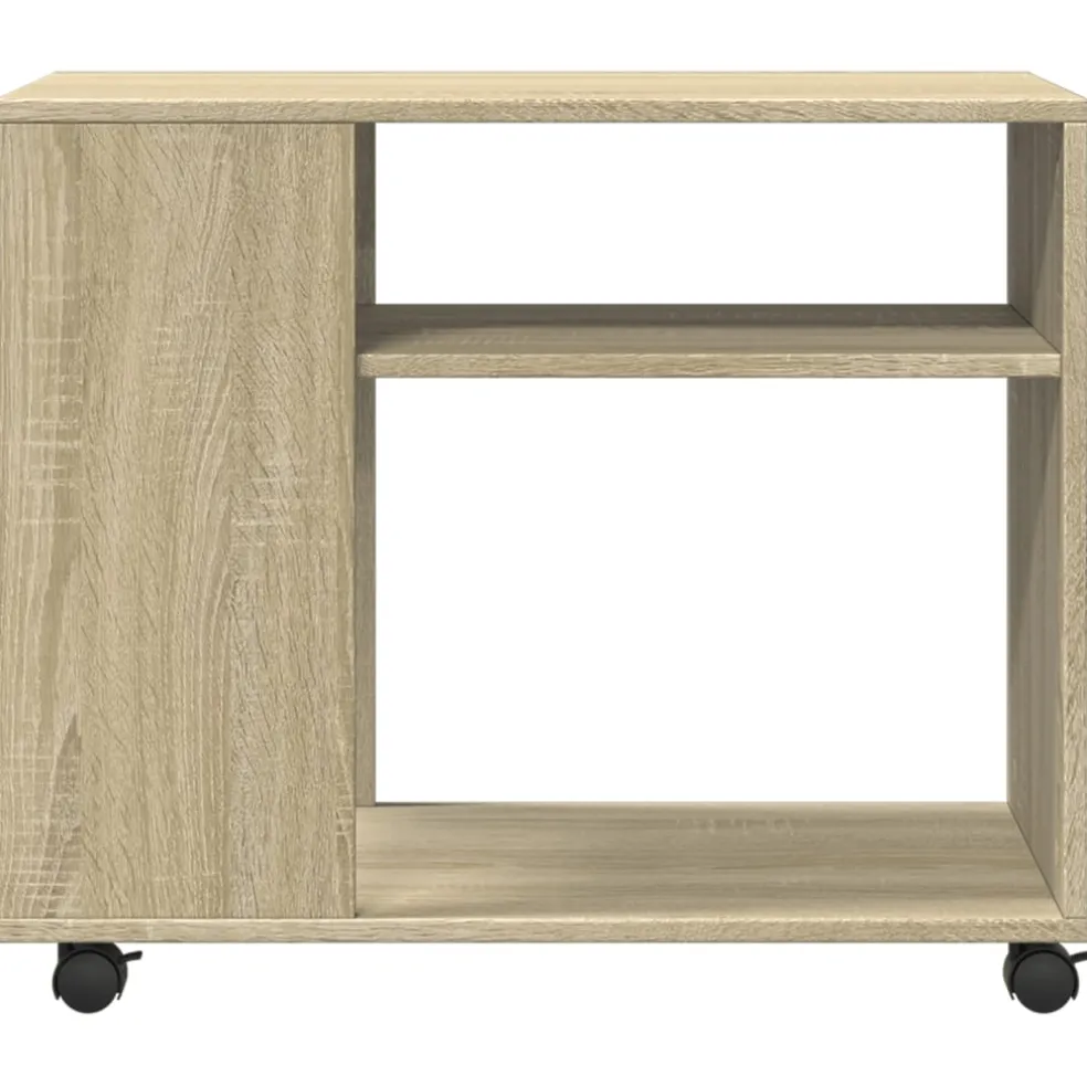 vidaXL Bijzettafel met wieltjes 70x35x60 cm hout sonoma eikenkleurig