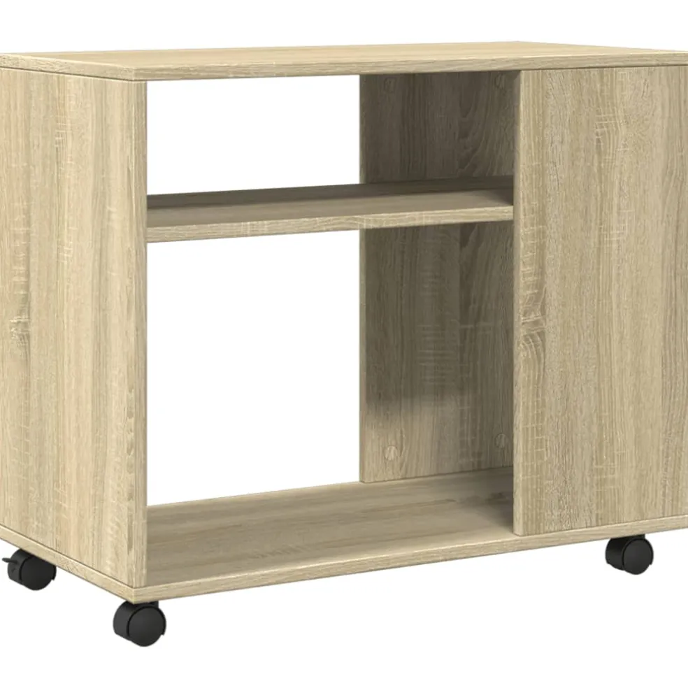 vidaXL Bijzettafel met wieltjes 70x35x60 cm hout sonoma eikenkleurig