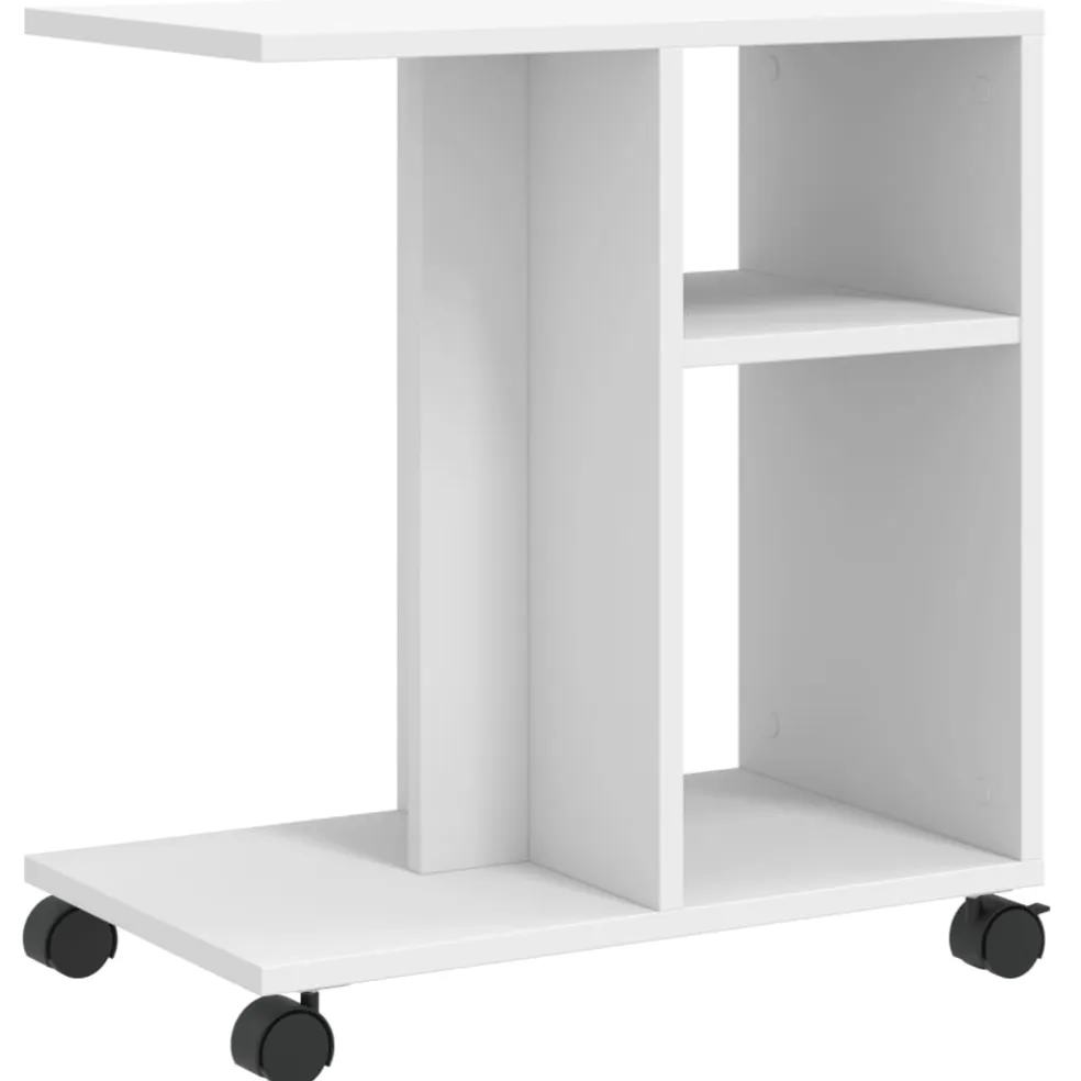 vidaXL Bijzettafel met wieltjes 50x30x55 bewerkt hout wit