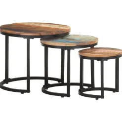 vidaXL Bijzettafel 3 st massief gerecycled hout