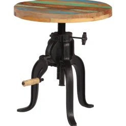 vidaXL Bijzettafel 45x(45-62) cm massief sloophout en gietijzer