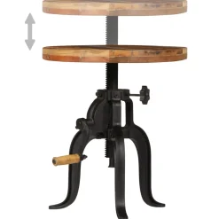vidaXL Bijzettafel 45x(45-62) cm massief sloophout en gietijzer