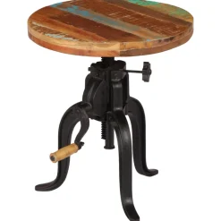 vidaXL Bijzettafel 45x(45-62) cm massief sloophout en gietijzer