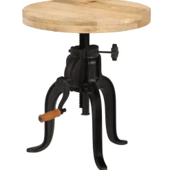 vidaXL Bijzettafel 45x(45-62) cm massief mangohout en gietijzer
