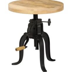 vidaXL Bijzettafel 45x(45-62) cm massief mangohout en gietijzer