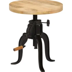 vidaXL Bijzettafel 45x(45-62) cm massief mangohout en gietijzer