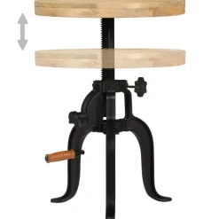 vidaXL Bijzettafel 45x(45-62) cm massief mangohout en gietijzer
