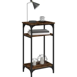 vidaXL Bijzettafel 40x30x75 cm bewerkt hout gerookt eikenkleurig