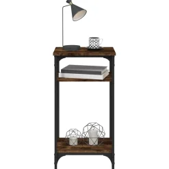 vidaXL Bijzettafel 40x30x75 cm bewerkt hout gerookt eikenkleurig