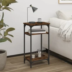 vidaXL Bijzettafel 40x30x75 cm bewerkt hout gerookt eikenkleurig