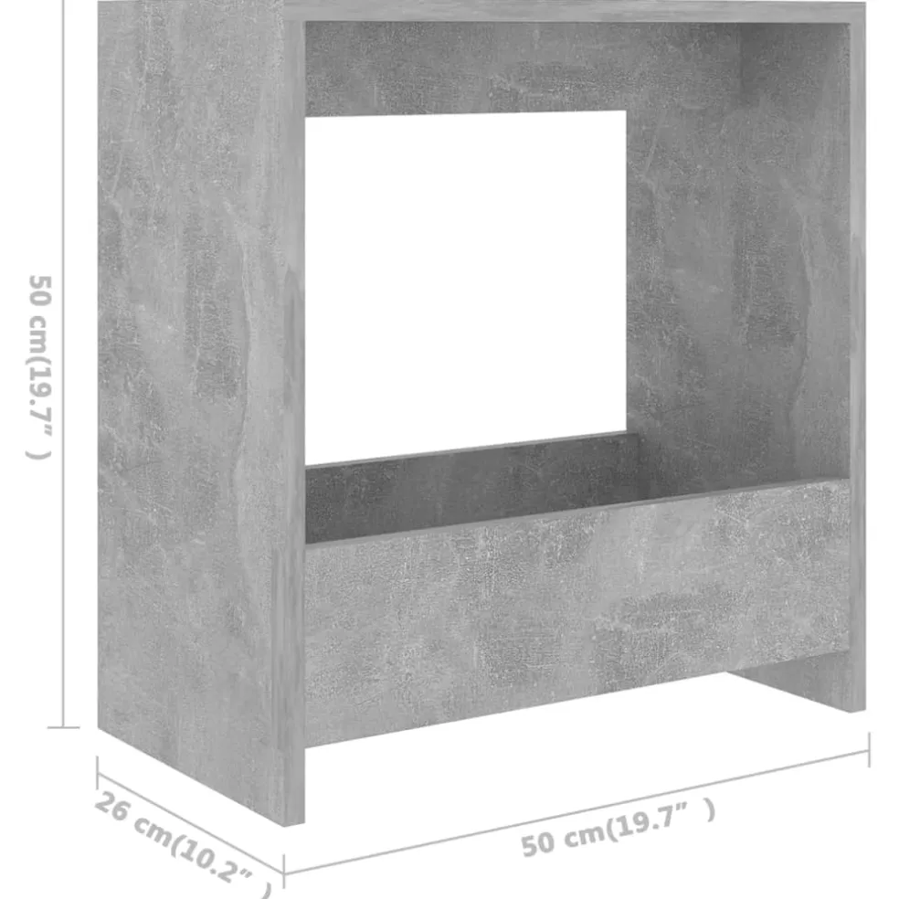 vidaXL Bijzettafel 50x26x50 cm bewerkt hout betongrijs