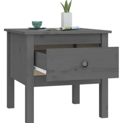 vidaXL Bijzettafel 50x50x49 cm massief grenenhout grijs