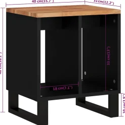 vidaXL Bijzettafel 40x31x46 cm massief acaciahout en bewerkt hout