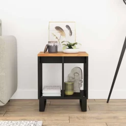 vidaXL Bijzettafel 40x31x46 cm massief acaciahout en bewerkt hout