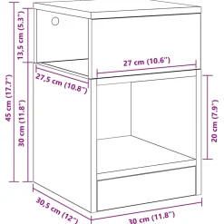 vidaXL Bijzettafel Zwart Eiken 30,5 x 30 x 45 cm Bewerkt hout