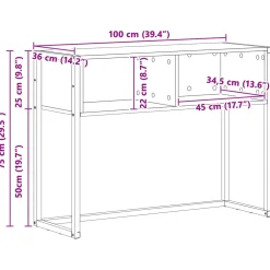 vidaXL Bijzettafel Zwart Eiken 100 x 36 x 75 cm Bewerkt hout