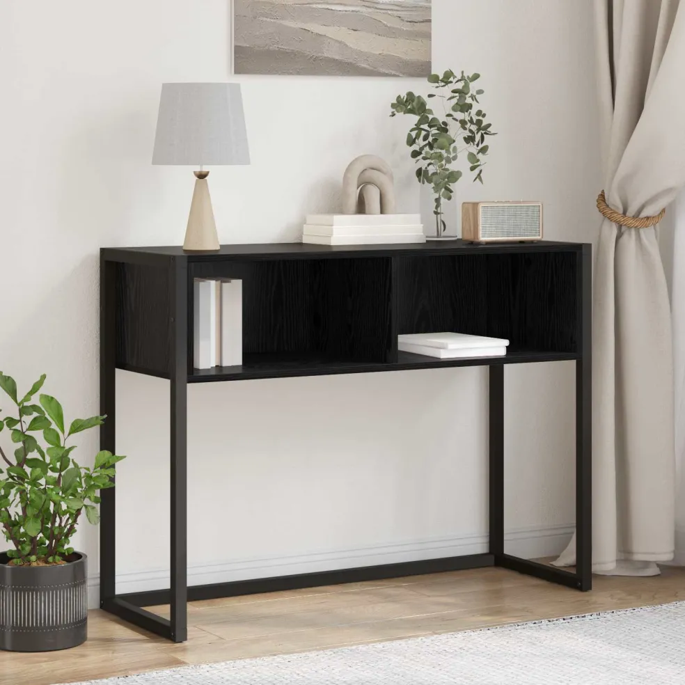 vidaXL Bijzettafel Zwart Eiken 100 x 36 x 75 cm Bewerkt hout