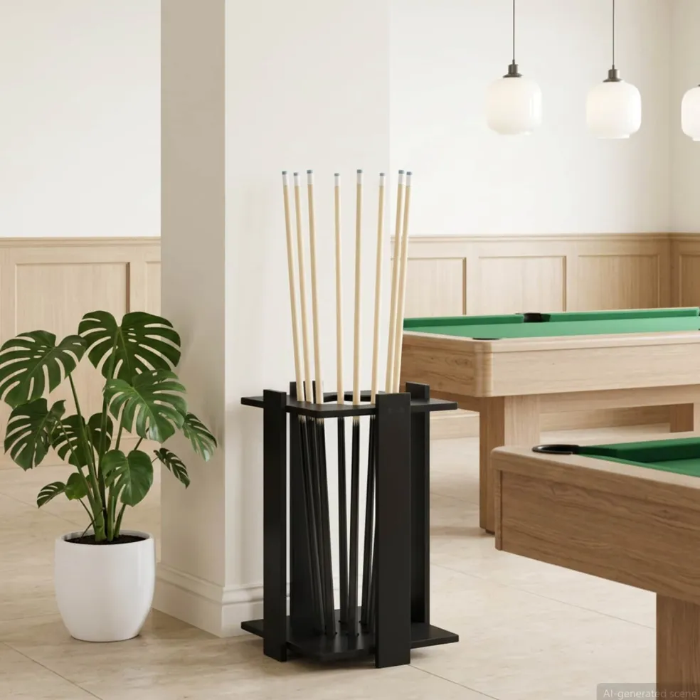vidaXL Biljartkeu standaard Bewerkt hout 42 x 43 x 60 cm Zwart