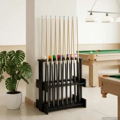 vidaXL Biljartkeu standaard Bewerkt hout 60 x 35 x 60 cm Zwart