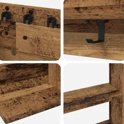 vidaXL Biljartkeu standaard Bewerkt hout 93 x 12 x 103 cm Oud hout