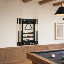 vidaXL Biljartkeu standaard Bewerkt hout 93 x 12 x 103 cm Zwart