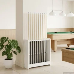 vidaXL Biljartkeu standaard Bewerkt hout 60 x 20 x 57 cm Glanzend Wit
