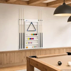 vidaXL Biljartkeu standaard Bewerkt hout 93 x 12 x 103 cm Grijs Sonoma