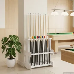 vidaXL Biljartkeu standaard Bewerkt hout 60 x 35 x 60 cm Glanzend Wit