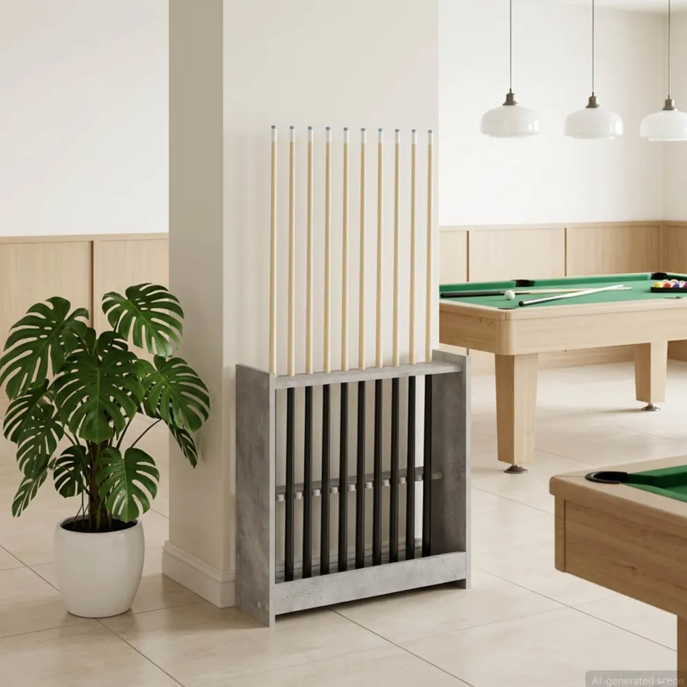 vidaXL Biljartkeu standaard Bewerkt hout 60 x 20 x 57 cm Betongrijs