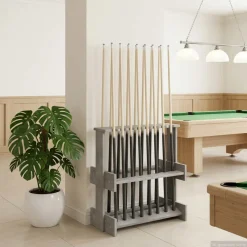 vidaXL Biljartkeu standaard Bewerkt hout 60 x 35 x 60 cm Betongrijs