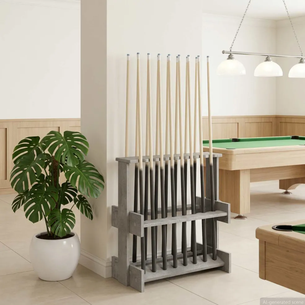 vidaXL Biljartkeu standaard Bewerkt hout 60 x 35 x 60 cm Betongrijs