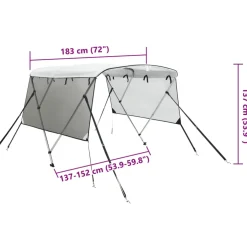 vidaXL Biminitop 3 bogen met mesh zijwanden 183x(137-152)x137 cm