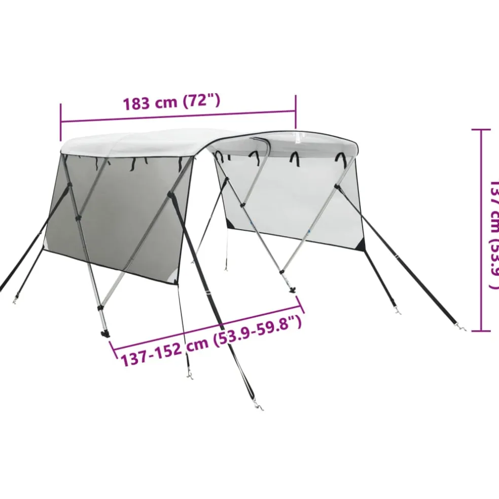 vidaXL Biminitop 3 bogen met mesh zijwanden 183x(137-152)x137 cm
