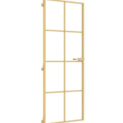 vidaXL Binnendeur smal 76x201,5 cm gehard glas en aluminium goudkleur