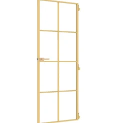 vidaXL Binnendeur smal 76x201,5 cm gehard glas en aluminium goudkleur