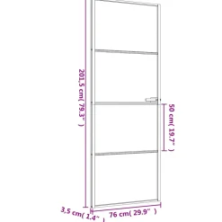 vidaXL Binnendeur smal 76x201,5 cm gehard glas en aluminium zwart