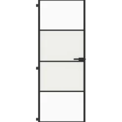 vidaXL Binnendeur smal 76x201,5 cm gehard glas en aluminium zwart