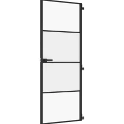 vidaXL Binnendeur smal 76x201,5 cm gehard glas en aluminium zwart