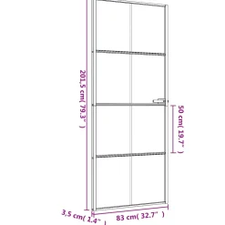 vidaXL Binnendeur smal 83x201,5 cm gehard glas en aluminium zwart