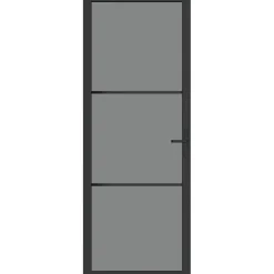 vidaXL Binnendeur 76x201,5 cm ESG-glas en aluminium zwart