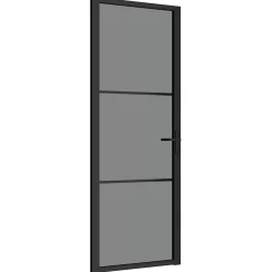 vidaXL Binnendeur 76x201,5 cm ESG-glas en aluminium zwart