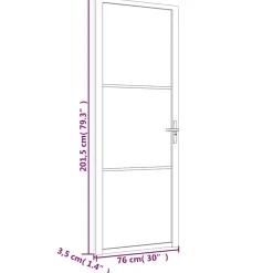 vidaXL Binnendeur 76x201,5 cm ESG-glas en aluminium zwart