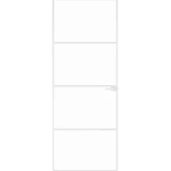vidaXL Binnendeur 76x201,5 cm gehard glas en aluminium smal wit