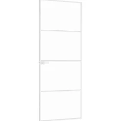 vidaXL Binnendeur 76x201,5 cm gehard glas en aluminium smal wit