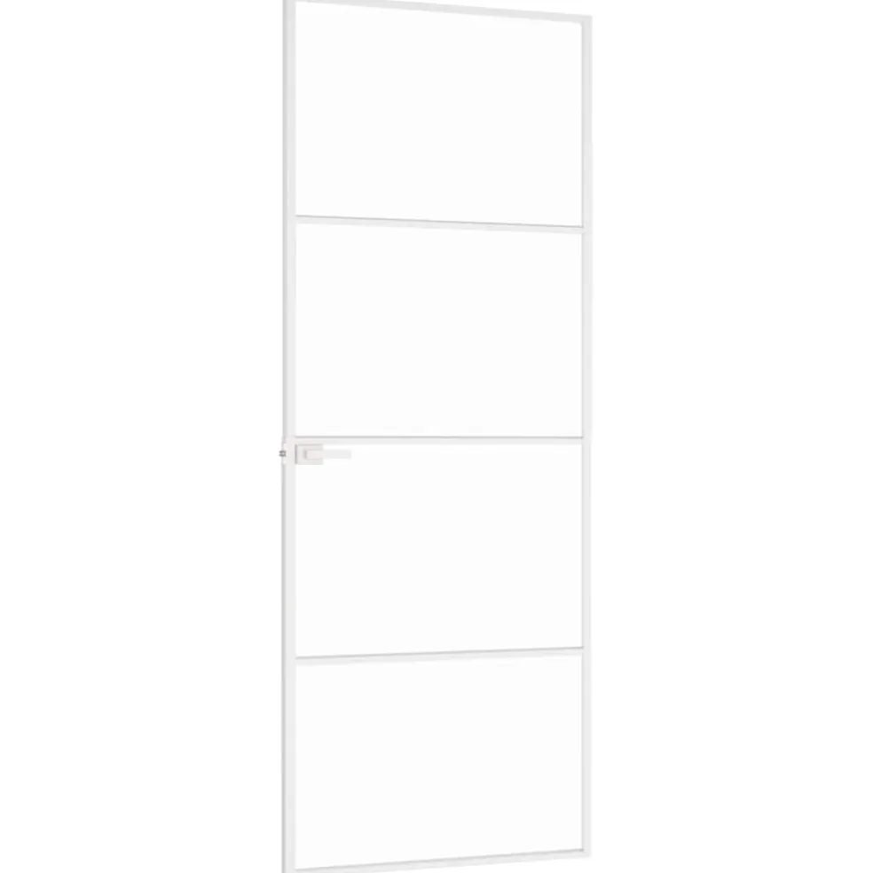 vidaXL Binnendeur 76x201,5 cm gehard glas en aluminium smal wit