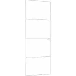 vidaXL Binnendeur 76x201,5 cm gehard glas en aluminium smal wit