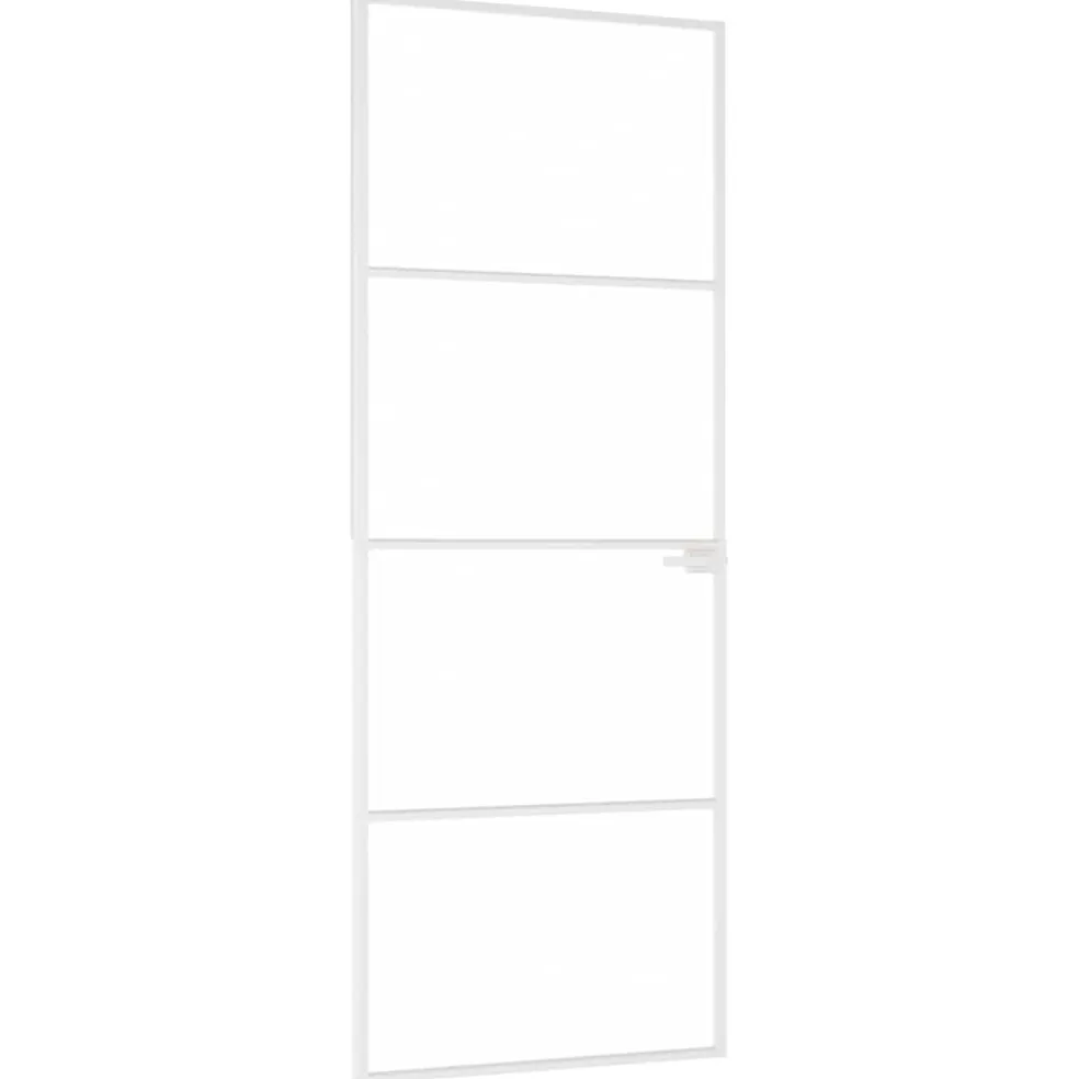 vidaXL Binnendeur 76x201,5 cm gehard glas en aluminium smal wit