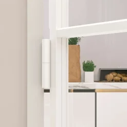 vidaXL Binnendeur 76x201,5 cm gehard glas en aluminium smal wit